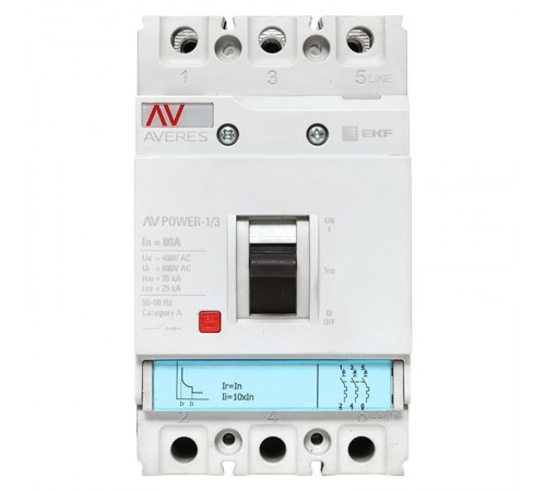 Выключатель автоматический AV POWER-1/3 80А 35kA TR  mccb-13-80-TR-av  EKF