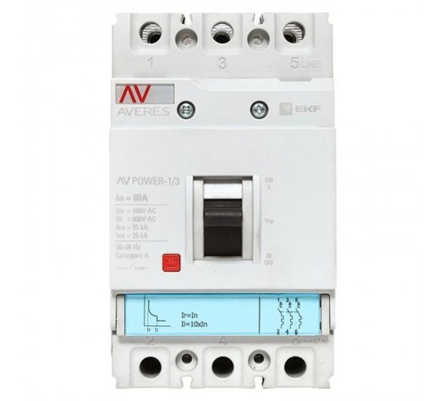 Выключатель автоматический AV POWER-1/3 80А 35kA TR  mccb-13-80-TR-av  EKF