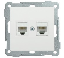 BOLERO белый Розетка компьютерная 2-местная RJ45 Cat5e РК10-2-Б  EKB25-K01  IEK