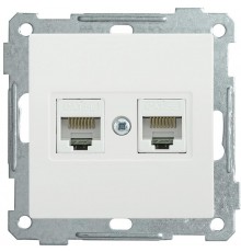 BOLERO белый Розетка компьютерная 2-местная RJ45 Cat5e РК10-2-Б  EKB25-K01  IEK