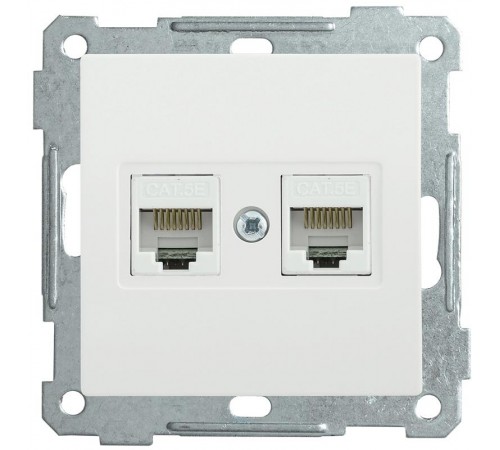 BOLERO белый Розетка компьютерная 2-местная RJ45 Cat5e РК10-2-Б  EKB25-K01  IEK