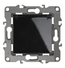 Розетка 12-2103-06 с заземлением со шторками с крышкой, 16АХ-250В,  чёрный  Б0014698  ЭРА