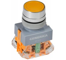 Кнопка D7-11T d=22мм 1з+1р с фиксацией желтая  BBT50-11T-3-21-K05-G  GENERICA