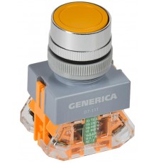 Кнопка D7-11T d=22мм 1з+1р с фиксацией желтая  BBT50-11T-3-21-K05-G  GENERICA