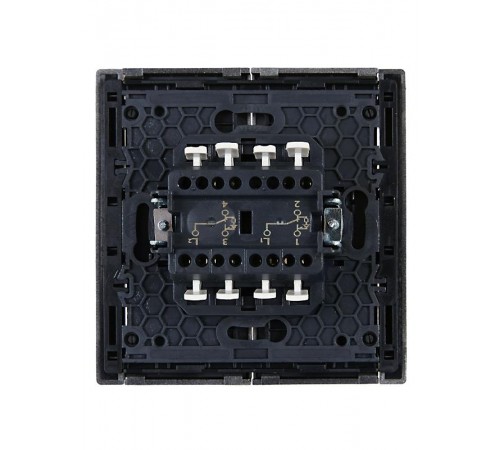 FORTE&PIANO Выключатель 2-клавишный проходной с индикацией 10А FP508 сталь  FP-V22-1-10-1-K46  IEK