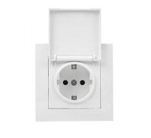 Валенсия розетка 1-местная с/з 16А белая с крышкой и защ. штор. EKF PROxima  EWV10-124-10  EKF