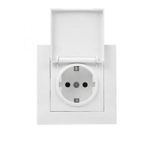 Валенсия розетка 1-местная с/з 16А белая с крышкой и защ. штор. EKF PROxima  EWV10-124-10  EKF