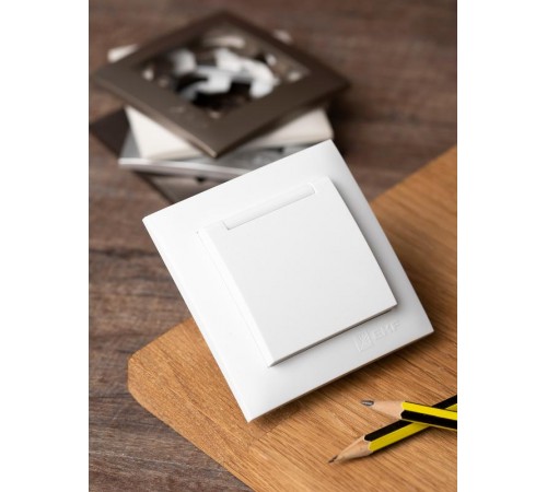 Валенсия розетка 1-местная с/з 16А белая с крышкой и защ. штор. EKF PROxima  EWV10-124-10  EKF