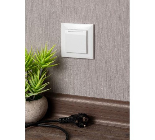 Валенсия розетка 1-местная с/з 16А белая с крышкой и защ. штор. EKF PROxima  EWV10-124-10  EKF