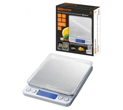 Весы электронные настольные "Дельта", деление 0,1 г, макс. 3 кг, серебро,TDM  SQ4005-0002  TDM