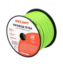 Провод ПГВА REXANT 1х1.00 мм, зеленый, бухта 100 м 01-6523  REXANT