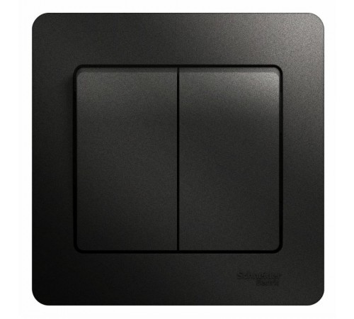 Glossa Антрацит Выключатель 2-клавишный, сх.5, 10АХ (в сборе)  GSL000752  SE