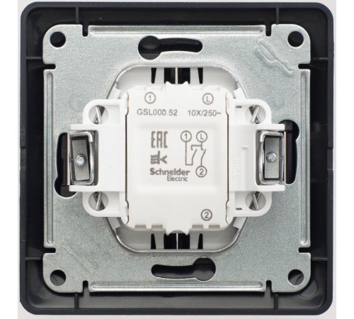 Glossa Антрацит Выключатель 2-клавишный, сх.5, 10АХ (в сборе)  GSL000752  SE