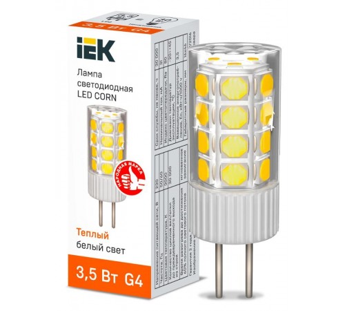 Лампа светодиодная CORN капсула 3,5Вт 230В 3000К керамика G4   LLE-CORN-4-230-30-G4  IEK