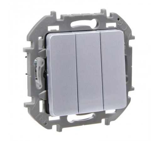 Inspiria Алюминий Выключатель 3-клавишный 10АХ 250В винтовые зажимы  673542  Legrand