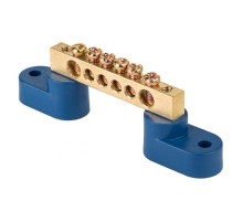 Шина "0" N (6х9мм) 6 отверстий латунь 2 синих угловых изолятора EKF PROxima  sn0-2-63-06  EKF