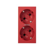 Simon CIMA 500 Розетка дв. 2P+E Schuko, шторки, индикатор, 16А 250В, клеммы: зажим+1Click, 50х100мм, 500 CIMA, крас  50010432-037  Simon