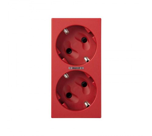 Simon CIMA 500 Розетка дв. 2P+E Schuko, шторки, индикатор, 16А 250В, клеммы: зажим+1Click, 50х100мм, 500 CIMA, крас  50010432-037  Simon