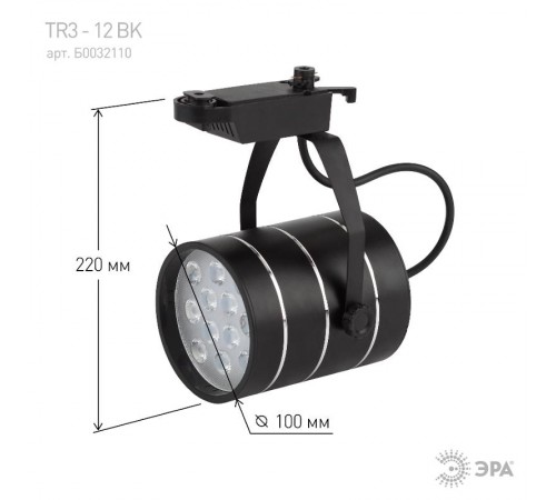 Светильник светодиодный трековый TR3 - 12 BK 12Вт черный SMD  Б0032110  ЭРА