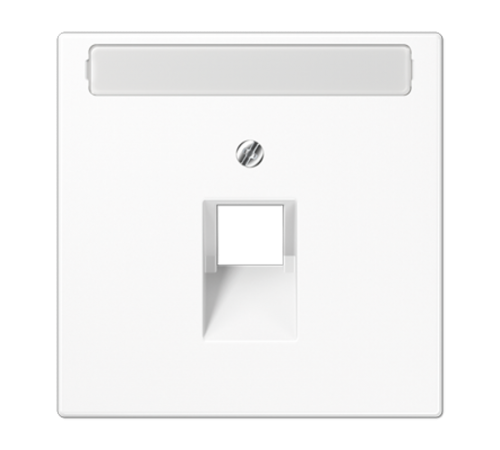 Крышка для одинарной телефонной и компьютерной розетки UAE с полем для надписи; белая  LS969-1NAUAWW  Jung