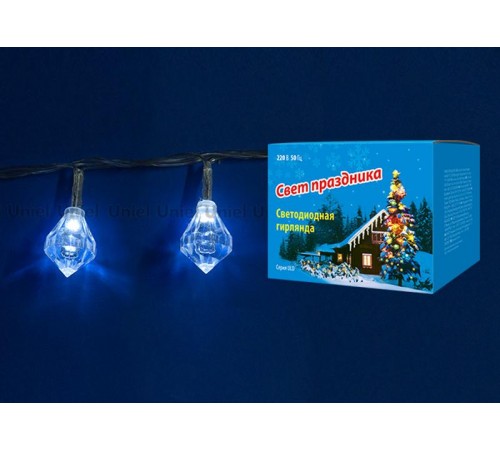 Гирлянда светодиодная  "Бриллианты"  с контроллером ULD-S0700-050/DTA WHITE IP20 DIAMONDS   7м. 50 диодов. белый свет. шнур прозр.  07931  Uniel