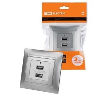 Розетка 2USB порт 2,1А 5В металлик "Лама"   SQ1815-0241  TDM