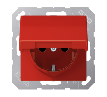 Штепсельная розетка SCHUKO 16A 250V~ с крышкой; красная  AS1520BFKLRT  Jung
