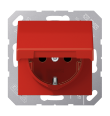 Штепсельная розетка SCHUKO 16A 250V~ с крышкой; красная  AS1520BFKLRT  Jung