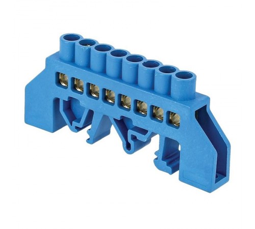 Шина "0" (8х12мм.) 125А 12 отверстий нейлон. корп. на DIN-рейку латунь синий EKF PROxima  sn0-125-12-dn  EKF