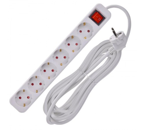 UMA Удлинитель У06К 6 мест 2P+PE 5м 3х1,5мм2 16А белый   UM-YP10-16-06-05-ZK-K01  IEK