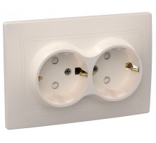 КВАРТА Кремовый Розетка 2-местная с заземлением со шторками керамическая 16А РСш12-3-Км  ERK24-K33-16-K  GENERICA