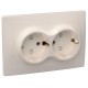 КВАРТА Кремовый Розетка 2-местная с заземлением со шторками керамическая 16А РСш12-3-Км  ERK24-K33-16-K  GENERICA
