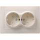 КВАРТА Кремовый Розетка 2-местная с заземлением со шторками керамическая 16А РСш12-3-Км  ERK24-K33-16-K  GENERICA