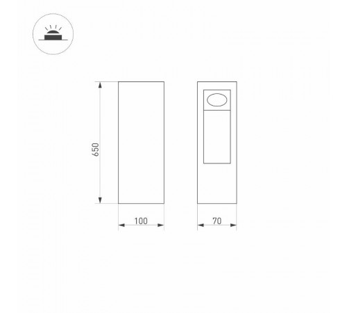 Светильник LGD-MARK-BOLL-H650-7W Warm3000 (GR, 60 deg, 230V) (Arlight, IP54 Металл, 3 года)  029965  Arlight