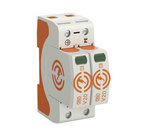 Устройства защиты от импульсных перенапряжений УЗИП для силовых сетей 2 пол. (Класс II), 75 В (V20-2-75)  5095142  OBO Bettermann
