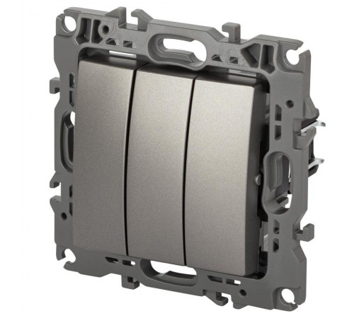 Выключатель ЭРА Серия 12 12-1107-16 тройной, 10АХ-250В, титан   Б0065703  ЭРА