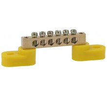 Шина PE "земля" на двух угловых изоляторах ШНИ-6х9-6-У2-Желтый (10/250/12000) NO-222-108-1  Б0044157  ЭРА