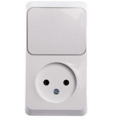 Этюд Белый О/У Блок: Розетка без заземления + Выключатель 1-клавишный  BPA16-204B  SE