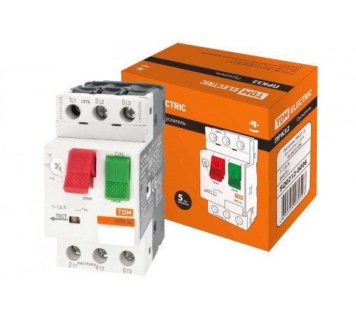 Пускатель ручной кнопочный ПРК32-0,16 In=0,16A Ir=0,1-0,16A Ue 660В  SQ0212-0001  TDM