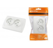 Розетка двойная 2П 10А 250В с защ. шт. белая "Онега"   SQ1805-0012  TDM