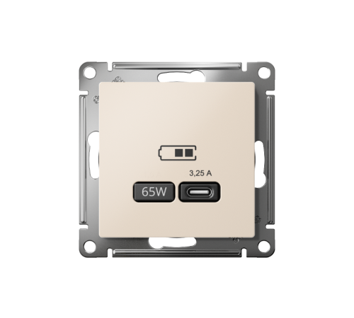AtlasDesign Бежевый USB Розетка тип-C 65W высокоскоростной заряд QC PD  ATN000227  SE