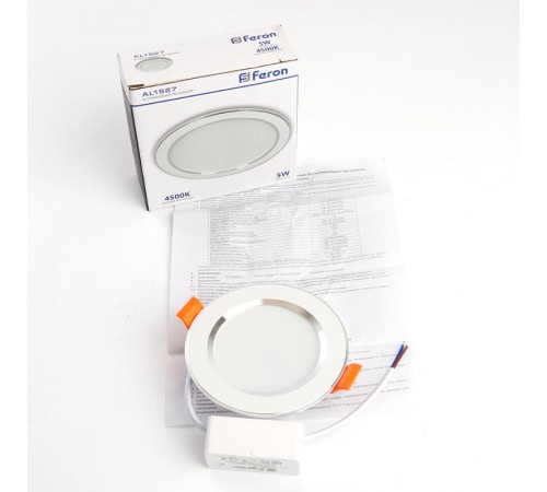 Светильник светодиодный встраиваемый AL1527 5W 4500K белый  41194  Feron