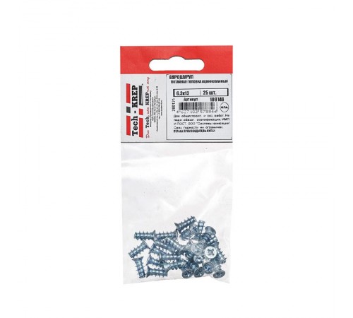 Еврошуруп пот. гол. оцинк. 6.3х13 (25 шт) - пакет   109140  Tech-KREP