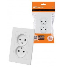 Розетка двойная 2П 10А 250В с защ. шт. белая "Сенеж"   SQ1816-0035  TDM
