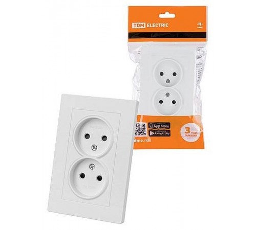 Розетка двойная 2П 10А 250В с защ. шт. белая "Сенеж"   SQ1816-0035  TDM