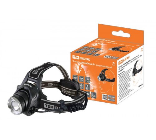 Фонарь "Налобный 8" аккумуляторный, 3Вт 1 светодиод CREE, Li-Ion 2x18650 2 Ач,  SQ0350-0047  TDM