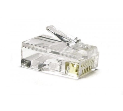 Разъем под витую пару PLUG-8P8C-U-C6-100 RJ-45(8P8C) кат.6 (50 µ"/ 50м.дюй.),универсальный (д. одн. имногож. каб.) (100 шт)  49367  Hyperline