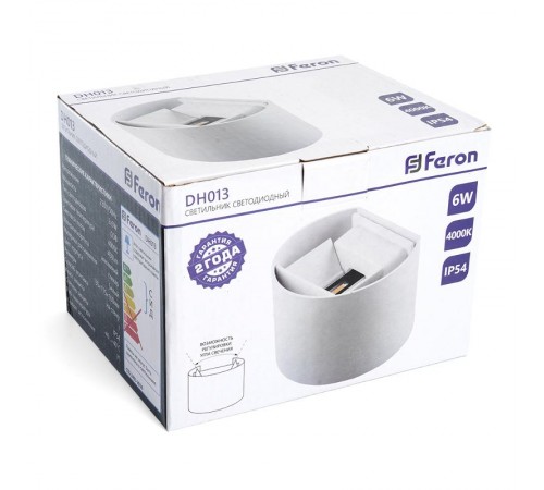 Светильник светодиодный архитектурный настенный DH013, 2*3W, 450Lm, 4000K, белый, 135*115*100  11873  FERON