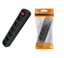 Колодка розеточная 6 гнезд 2П+З с выключателем16А 250В черная  SQ1806-0140  TDM