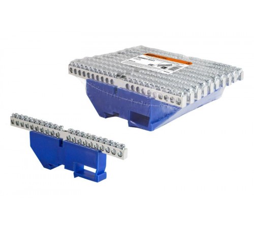 Шина "N" нулевая с изолятором на DIN-рейку 6x9мм стойка бол. 20 групп никелированная  SQ0801-0331  TDM